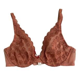 Felina Floral Lace Bra in Rust